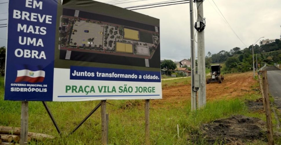 Construção da Praça da Vila São Jorge inicia em Siderópolis