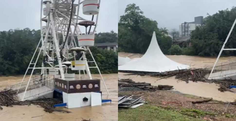 Chuvas em Jaraguá do Sul afetam estruturas do parque de eventos durante Schützenfest