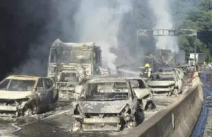 BR-101 tem trânsito liberado após explosão de caminhão de combustível