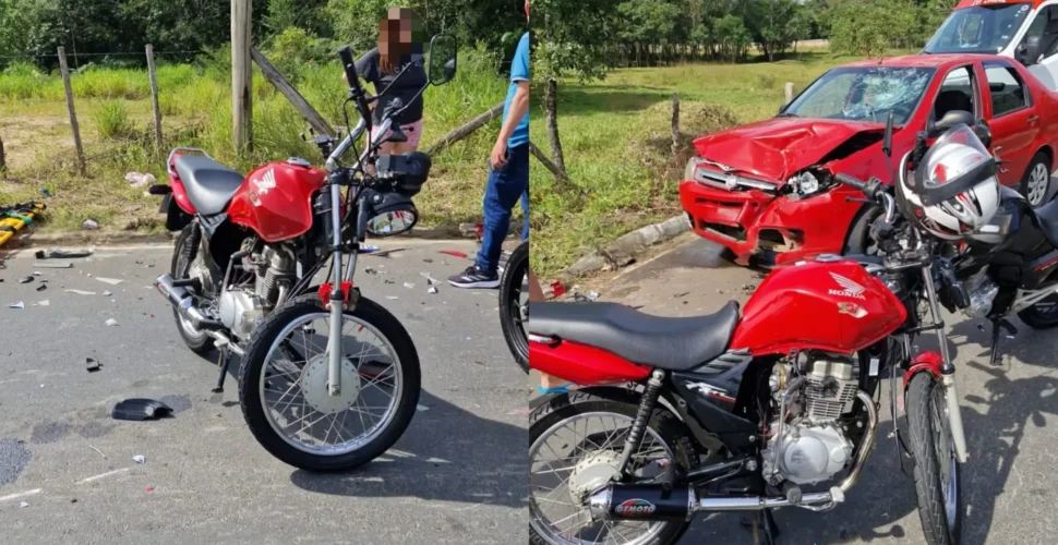 Grave colisão entre carro e moto deixa motociclista ferido em Criciúma