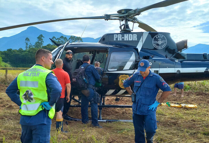 Homem é atacado por marimbondos e resgatado de helicóptero em Nova Veneza