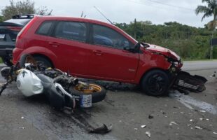 Motociclista fica ferido após colisão na SC-446 em Cocal do Sul