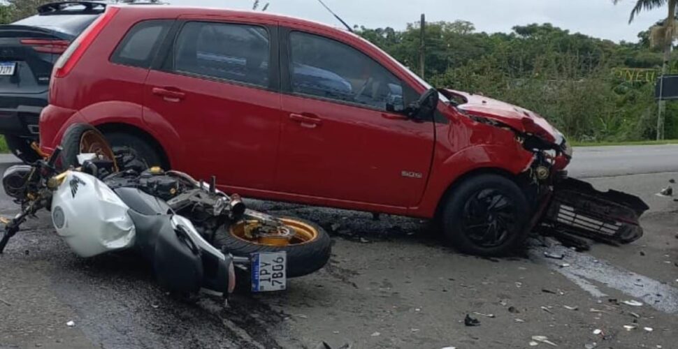 Motociclista fica ferido após colisão na SC-446 em Cocal do Sul