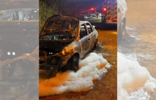 Quatro jovens são encontrados carbonizados em carro incendiado em São João Batista
