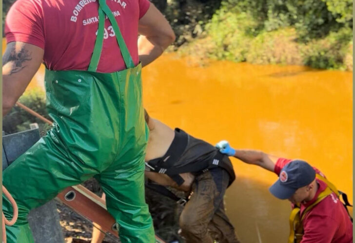 Homem é socorrido após relatar ter sido jogado no Rio Sangão em Criciúma