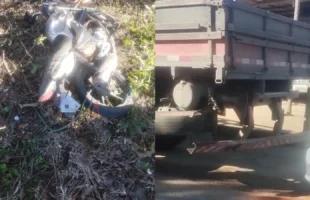 Motoboy fica gravemente ferido após colisão com caminhão na SC-443, em Nova Veneza