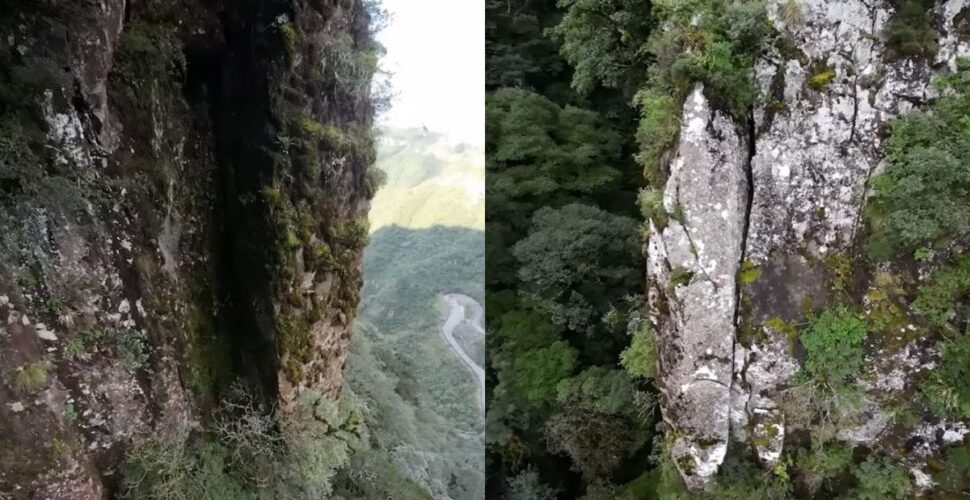 Pedra gigante “solta” na Serra do Rio do Rastro gera alerta e viraliza na Web
