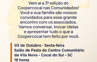 Coopercocal realiza 3ª edição do projeto “Coopercocal nas Comunidades”