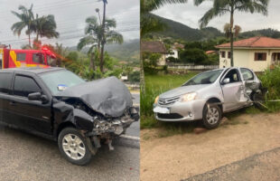 Motorista fica presa em ferragens após colisão na SC-370, em Braço do Norte