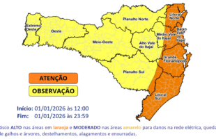 Atenção máxima para temporais a partir desta tarde em Santa Catarina