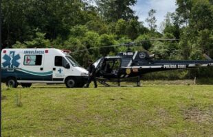 Paciente é transferida por helicóptero após emergência médica em Lauro Müller