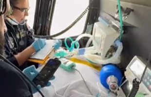 Helicóptero do SAER/SAMU realiza transferência de paciente com AVC de Criciúma para Florianópolis