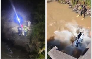 Carro despenca em rio durante a madrugada e motorista é socorrida em Gravatal