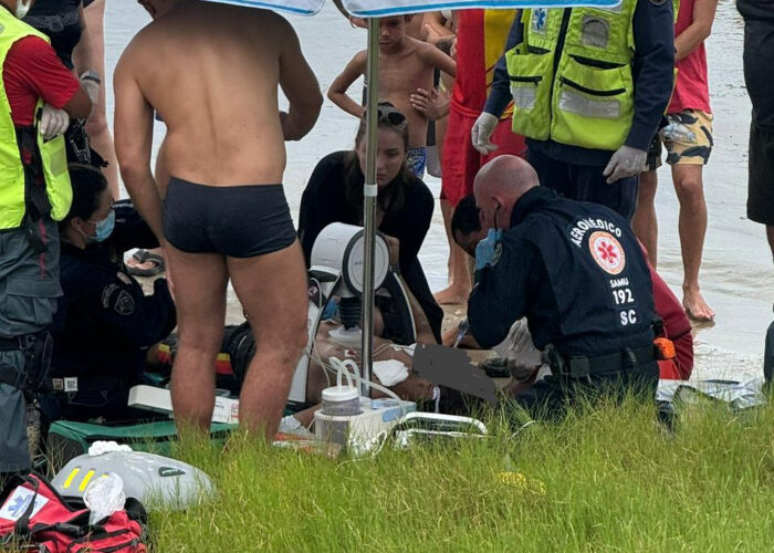 Homem sofre afogamento grave em praia de Imbituba e volta à vida após 20 minutos
