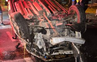 Capotamento na SC-108 deixa jovem ferido durante a madrugada em Urussanga