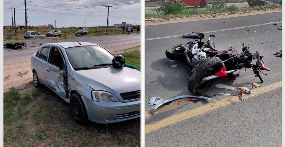 Motociclista morre após colisão com carro em rodovia de Jaguaruna