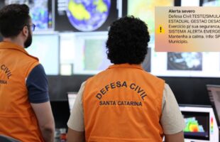 Defesa Civil envia alerta severo para celulares durante simulado em Santa Catarina