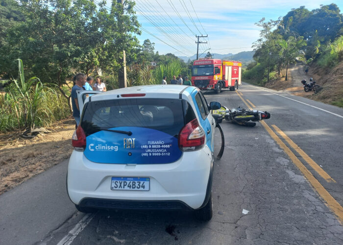 Motociclista fica em estado grave após colisão com carro em Armazém