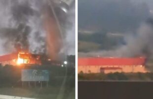 Incêndio de grandes proporções atinge antiga estrutura da Fiação Renaux em Brusque