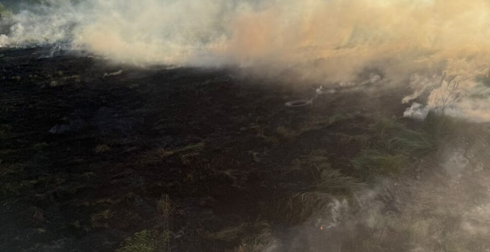 Incêndio em vegetação mobiliza bombeiros no bairro Morro Grande, em Sangão