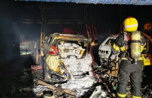 Incêndio atinge oficina mecânica e destrói cinco veículos em Tubarão
