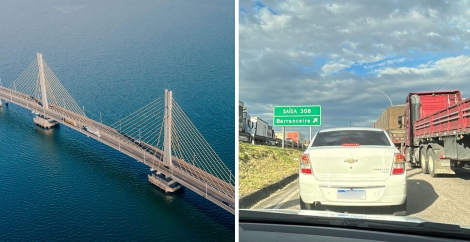 Interdição da Ponte Anita Garibaldi chega ao quinto dia e provoca filas na BR-101 em Laguna