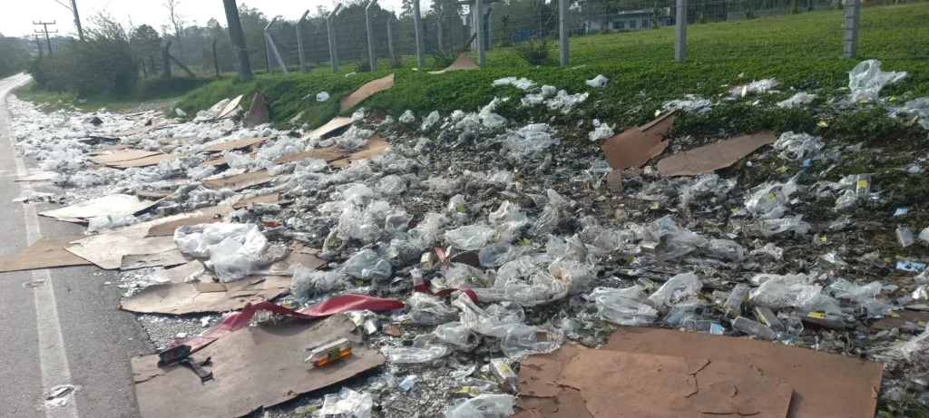 Cerca de 1,8 mil garrafas de whisky são saqueadas após carga cair de caminhão em Içara