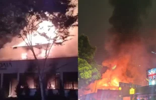 Casa de eventos é interditada após incêndio de grandes proporções em Joinville