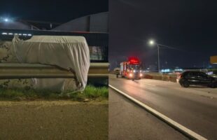 Motorista fica ferido após carro bater contra proteções na BR-101 em Tubarão