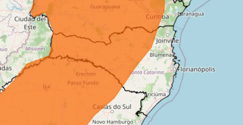 Alerta prevê temporais, granizo e rajadas de vento de até 100 km/h em SC