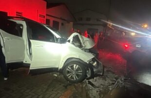 Dupla usa arma falsa para roubar caminhonete e bate veículo em poste em Araranguá