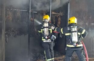 Incêndio atinge estufa de fumo e mobiliza bombeiros em Forquilhinha